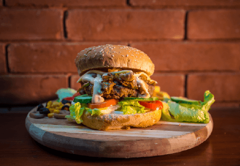 Cheese Burger With Green Salad